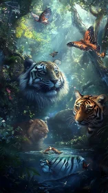 Tiger Sanctuary Awakens: Mystical Forest Where Predators Dream in Ethereal Light