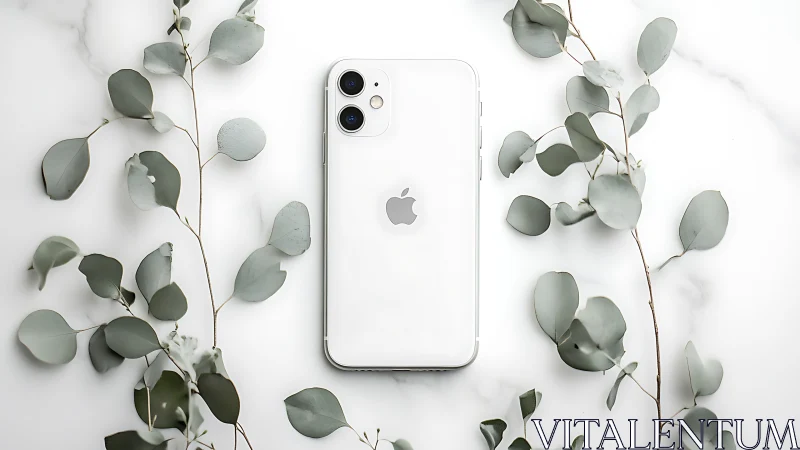 White iPhone with Dual Cameras on Marble Surface