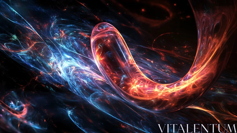 Curved plasma filament arcs through nebular fractal field