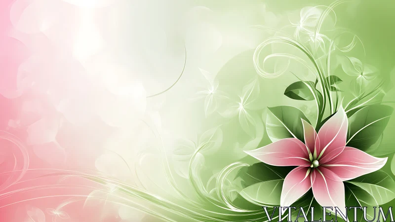 Delicate Pink Flower Dancing in Soft Green Light