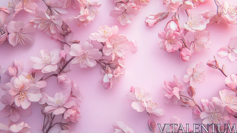 Translucent Cherry Blossoms on Soft Pink Background with Depth Rendering