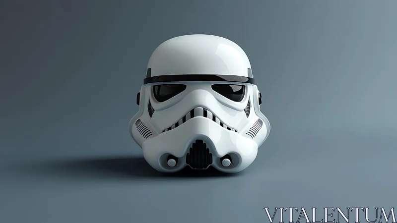 Iconic white helmet resting in calm sci fi stillness.