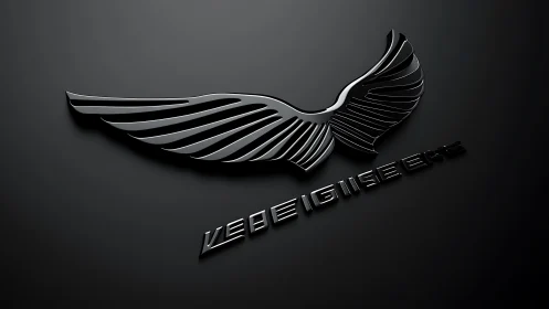 Midnight chrome wing emblem gliding across shadowed silence.