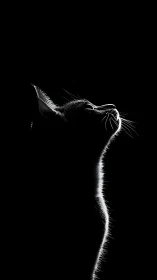 Luminous Cat Profile Against Darkness.