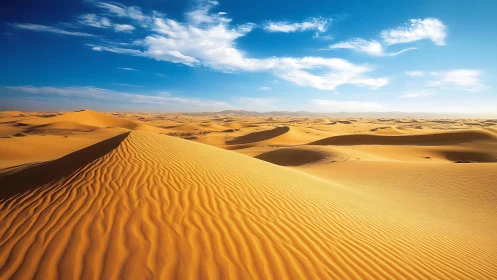 Sunlit dune oceans roll beneath an endless sapphire sky.
