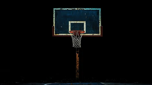 Rusty night hoop waiting for one last perfect swish.