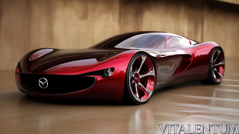 Mazda-branded red concept supercar rendered in studio lighting