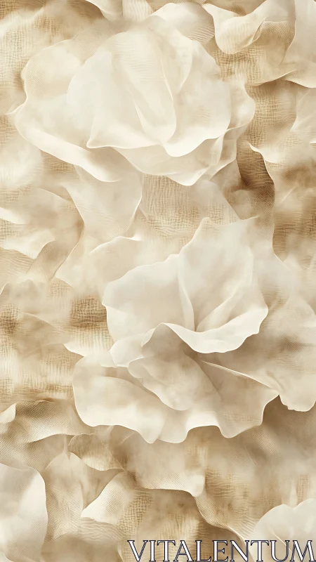 Layered translucent floral forms occupy a vertical field