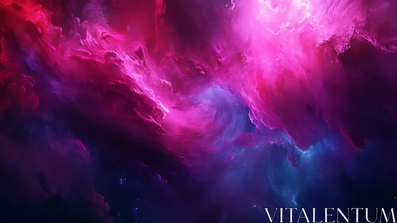 Vivid magenta and blue nebula clouds fill a deep space scene