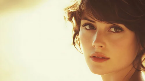 Close-up portrait of young woman in warm soft light.