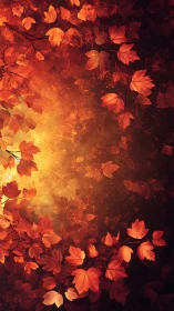 Emberlit Autumn Canopy Framing a Hidden Forest Sunflare.