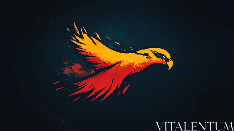 Vibrant Abstract Phoenix Illustration with Dynamic Brush Strokes.
