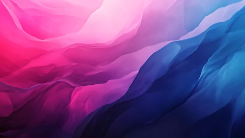 Gradient silk waves merge pink and blue transparent folds.