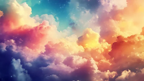 Dreamy pastel clouds glow softly in a magical twilight sky