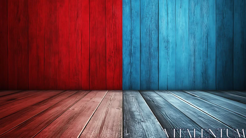 Bold red and blue wooden room invites contrast and creativity