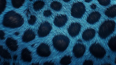 Vibrant Blue Leopard Print Animal Fur Texture, Modern Close-Up.