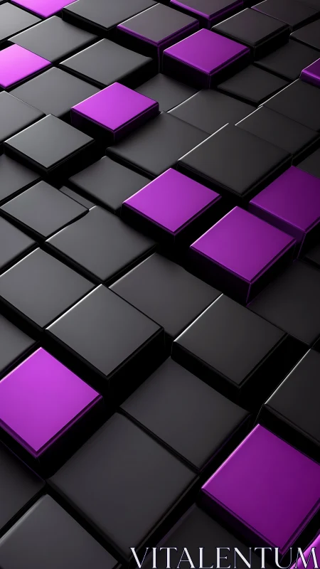 Sleek violet and black 3D cubes forming rhythmic grid.