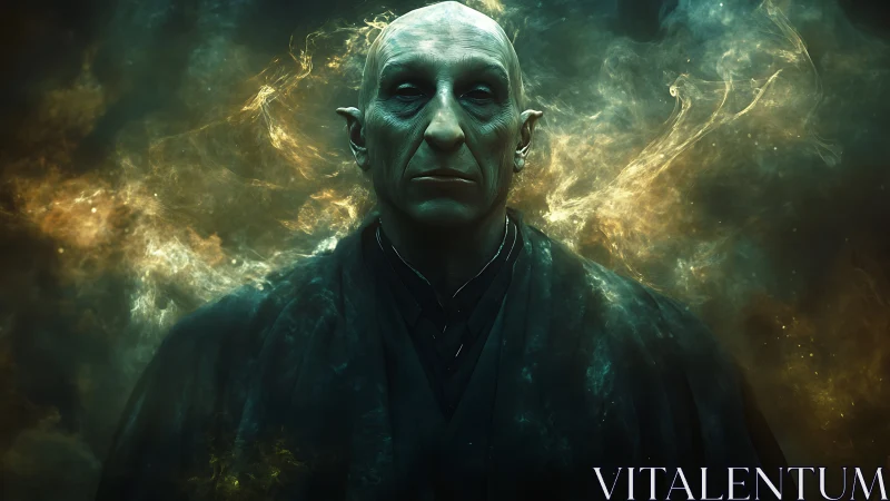 Elder void sorcerer emerging from swirling astral mists.