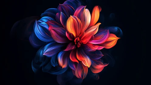 Neon Dahlia: Digital Bloom with Radiant Light Projection.