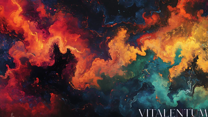 Cosmic firestorm river paints a nebula of molten color.