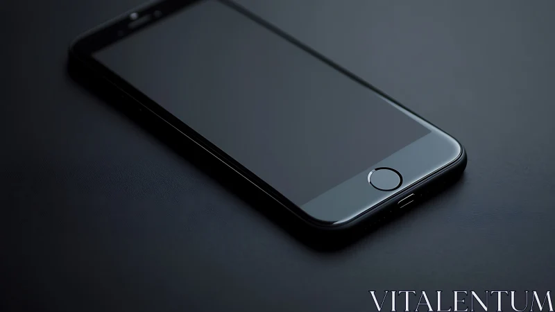 Modern Smartphone Display Against Textured Dark Surface.
