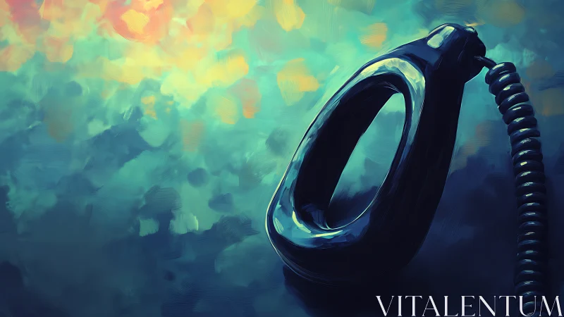 Disconnected handset rests in a glowing teal haze of silence