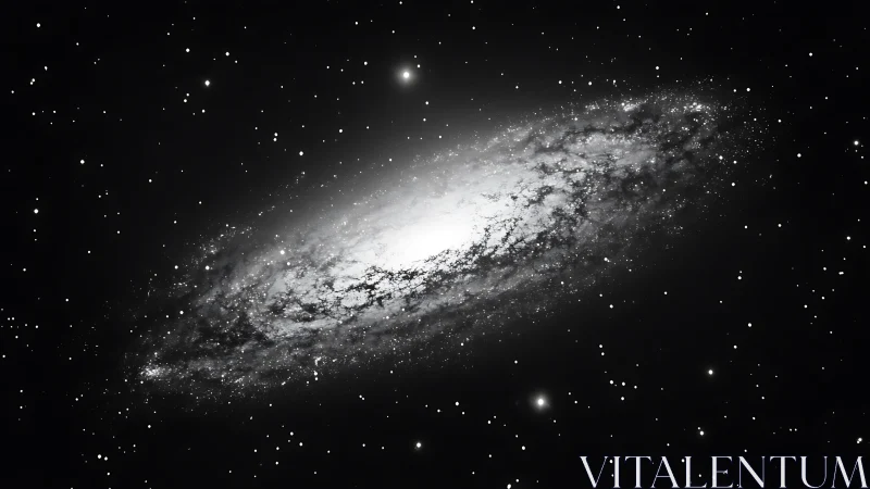 Spiral galaxy core glows amid dense starfield in space