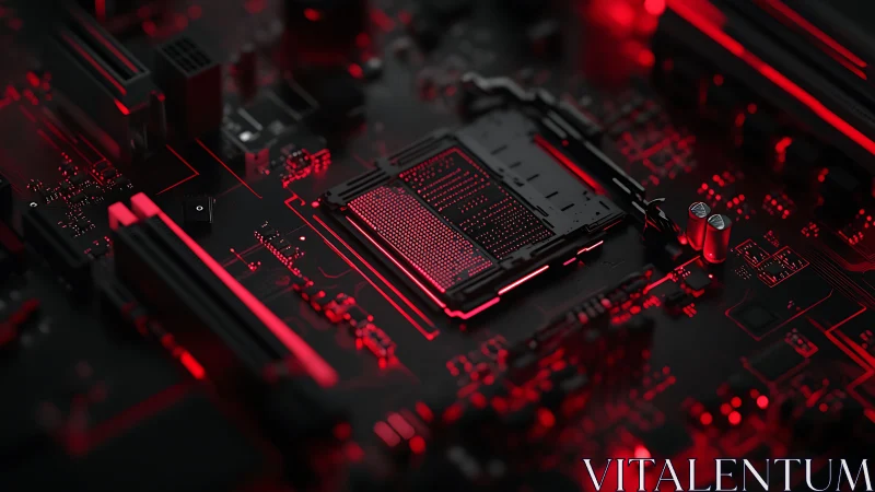 Glowing red motherboard invites a closer look at high tech