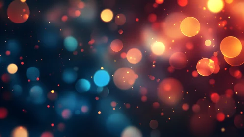 Colorful Abstract Bokeh Lights on Dark Background, Digital Art.