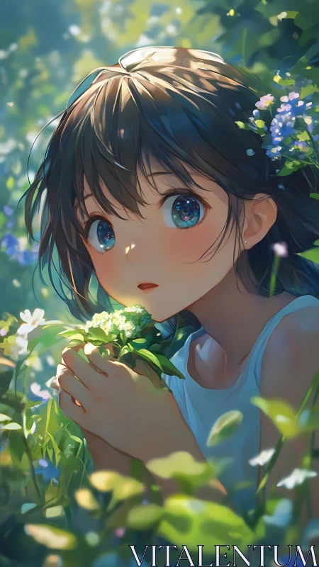 Backlit anime girl rendered with shallow depth and volumetric light