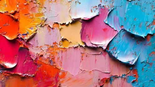 Colorful abstract oil paint texture with bold palette knife strokes.