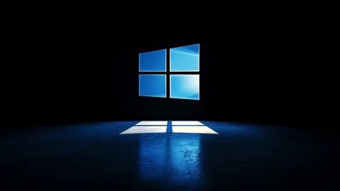 Quiet blue window glow breaking through a dark room.