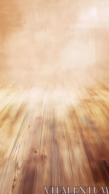 Warm wooden floor extends toward softly blurred wall.