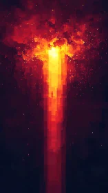 Pixelated Luminous Beacon Digital Art