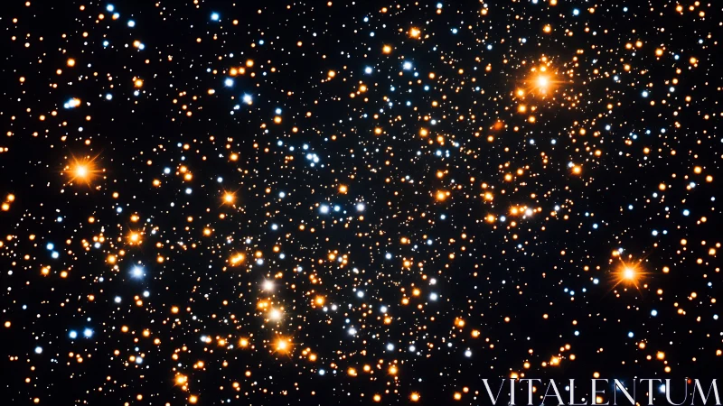 Dense star field with orange and blue stellar points.