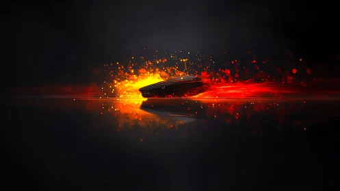 Futuristic Spacecraft with Explosive Energy Burst.