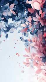 Dual-tone foliage cascade with pastel bokeh leaves.