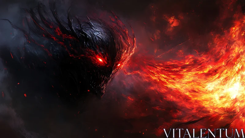 Volumetric infernal wraith emerging from swirling plasma flame