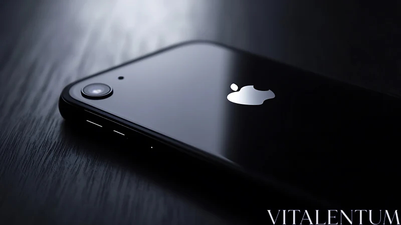 Sleek Black iPhone Against Textured Surface.