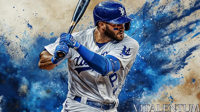 Powerful baseball batter prepares for a focused swing