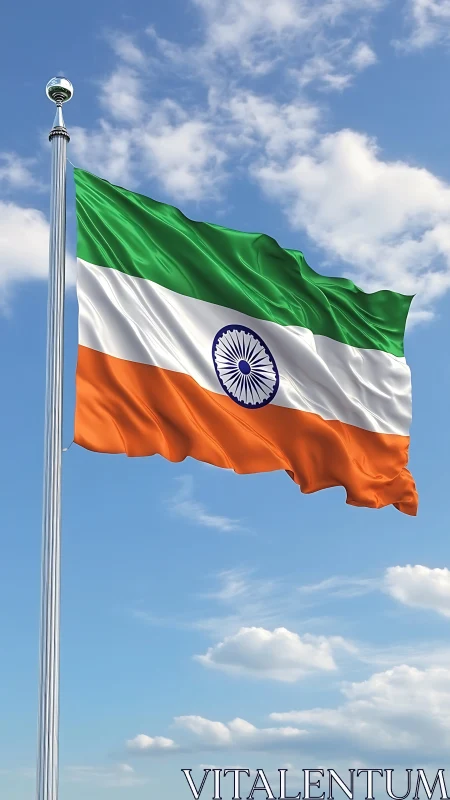 High-resolution rendering of Indian flag with realistic fabric dynamics