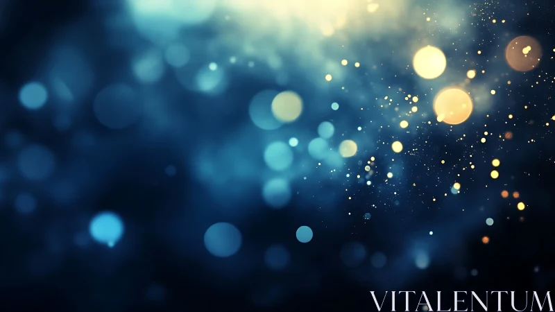 Defocused blue background with dispersed circular light bokeh.