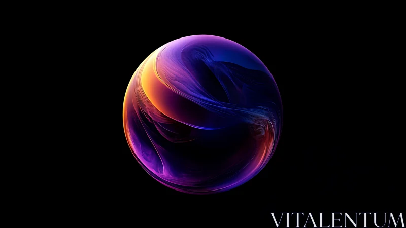 Luminous nebula sphere in deep black digital void.