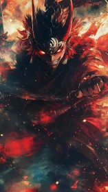 Fireborn demon warrior racing through swirling embers.