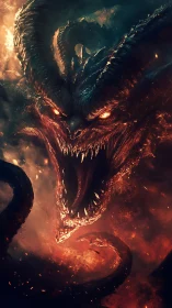 Infernal serpent-king howls through molten twilight