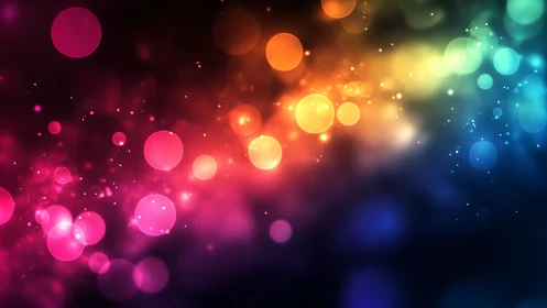 Vibrant bokeh lights form flowing multicolor abstract spectrum