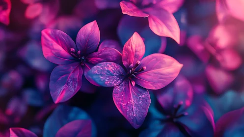 Neon Petals Glowing Against Twilight Darkness.