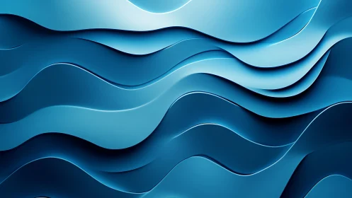 Layered blue wave shapes forming smooth abstract surface.