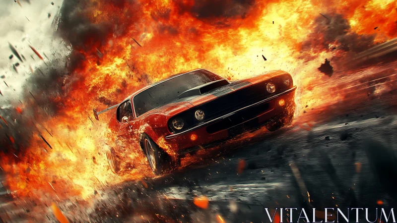 Muscle Car Explosion Action Scene.