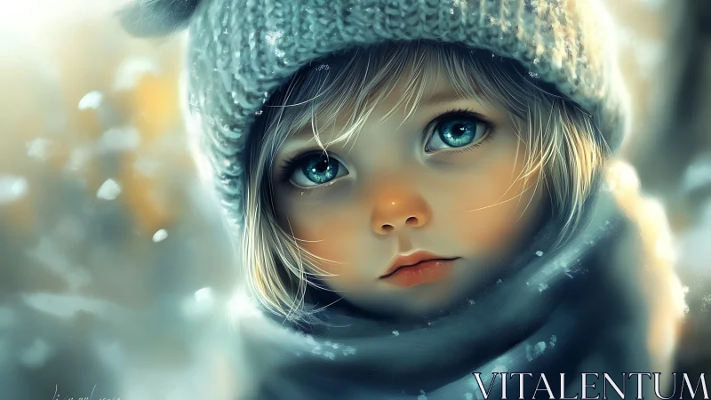 Winter's Gentle Gaze: A Child's Quiet Moment.